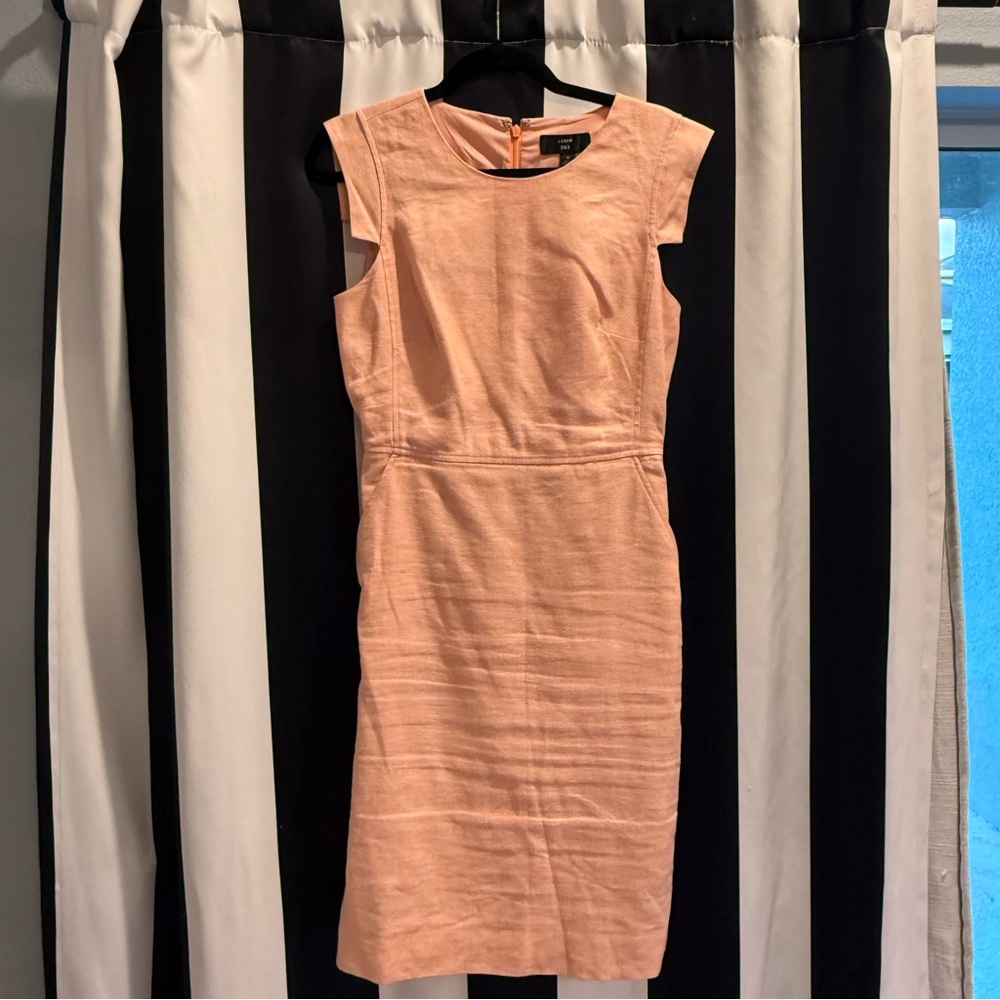 J. CREW • Resume Peach Linen Midi Dress
